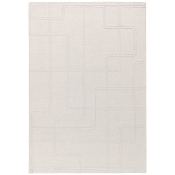Ada Modern Plain Geometric Ivory Hi-Low Loop Linear Path Hand-Woven Ribbed Textured Wool Ivory Rug-Asiatic Carpets-Rug Love - The Most Loved Rug Store